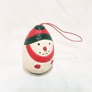 Snowman Egg Shape Wooden Christmas Ornament 3"